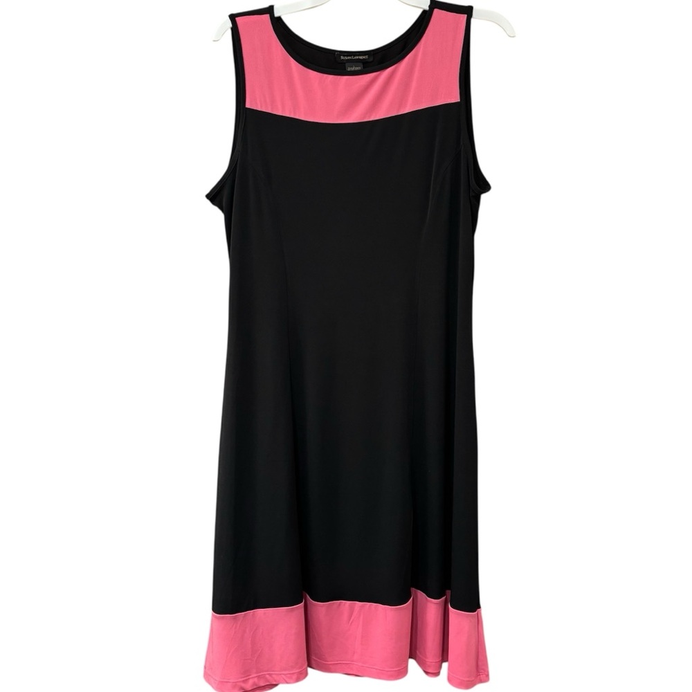 Colorblock pink and black sleeveless dress, large